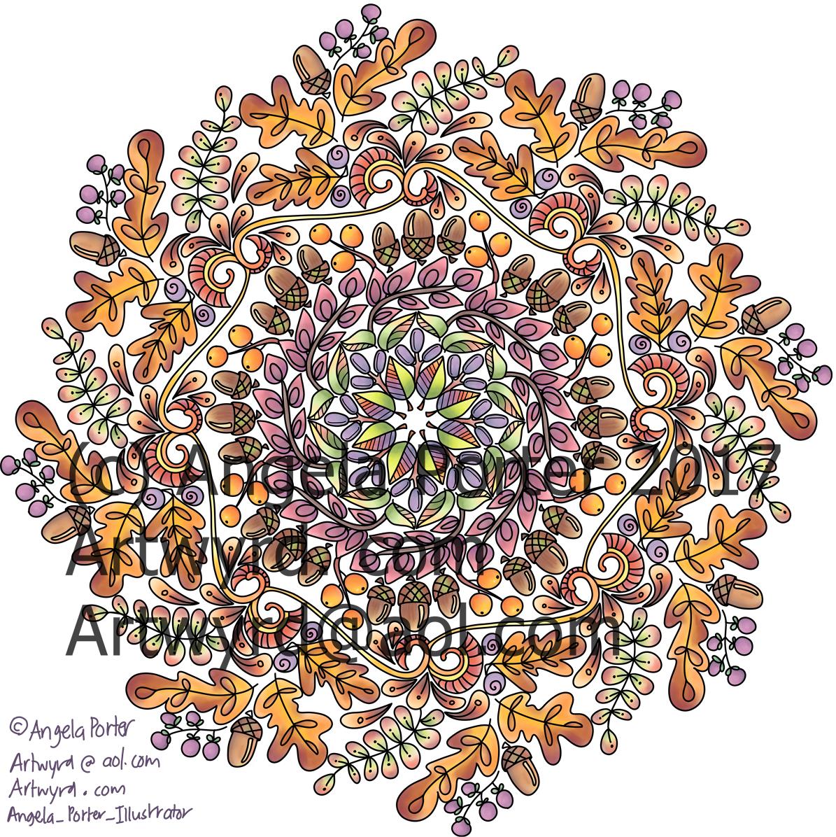 Autumn Mandala 01Coloured Angela Porter