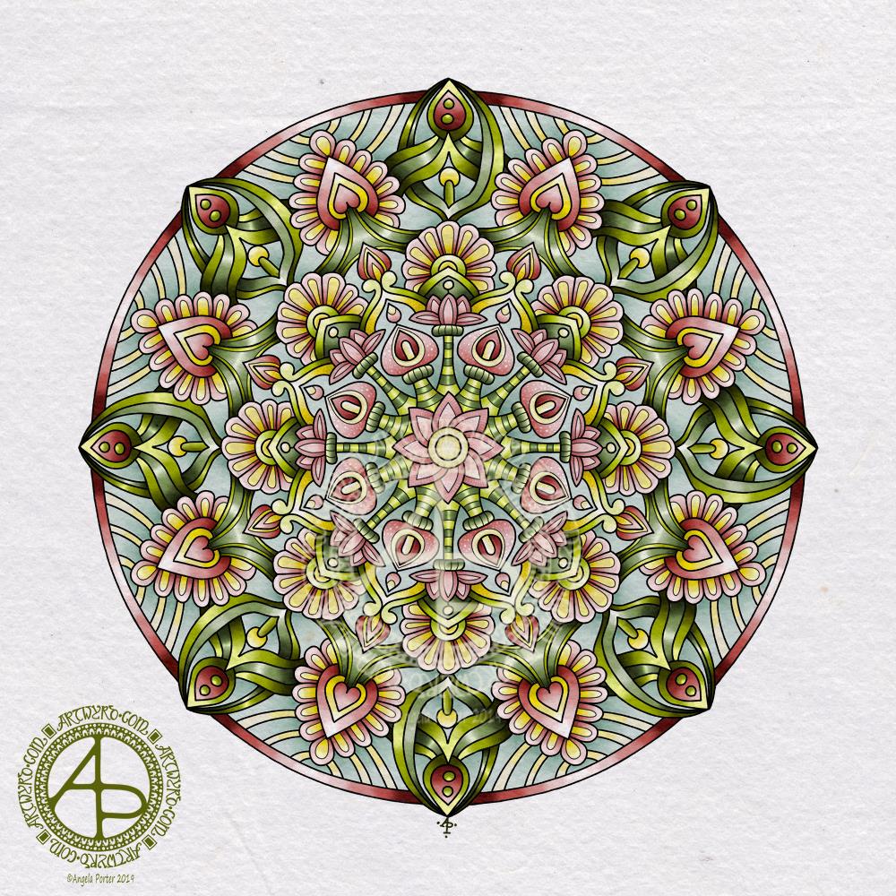 Mandala in succulent colours © Angela Porter 2019