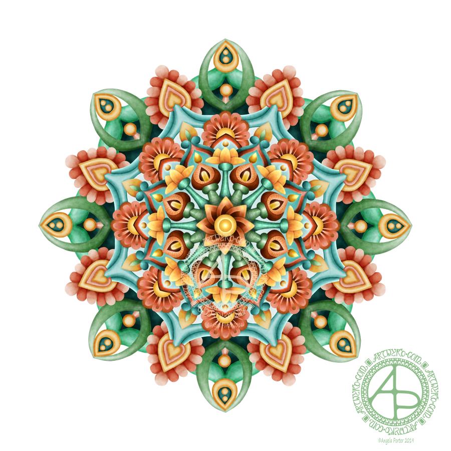 Mandala in Succulent Colors © Angela Porter 2019