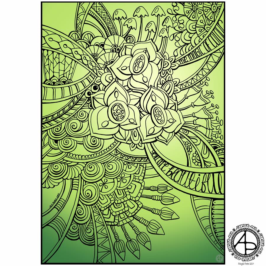 June Template for members of the Angela Porter's Coloring Book Fans Facebook group ©Angela Porter 2019