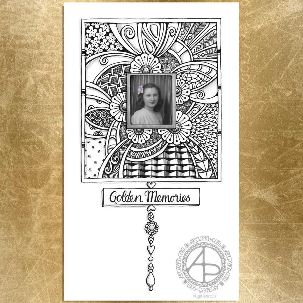Golden memories dangle design ©Angela Porter 2019 Artwyrd.com